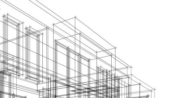 Mimari sanat konseptinde soyut çizgiler, minimum geometrik şekiller. 