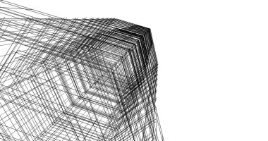 Arkaplanda mimari bina 3d illüstrasyon