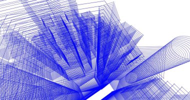 Arkaplanda mimari bina 3d illüstrasyon