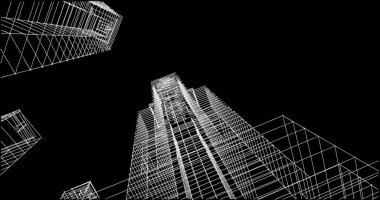 Mimari sanat konseptinde soyut çizgiler, minimum geometrik şekiller. 