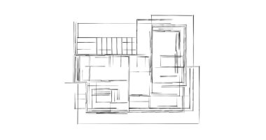 Mimari sanat konseptinde soyut çizgiler, minimum geometrik şekiller. 