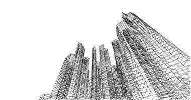 Arkaplanda mimari bina 3d illüstrasyon