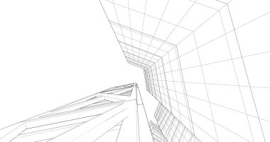 Arkaplanda mimari bina 3d illüstrasyon