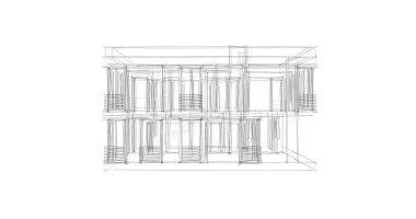 Arkaplanda mimari bina 3d illüstrasyon