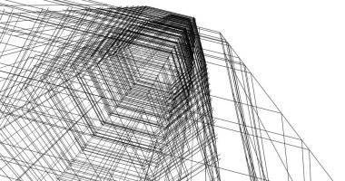 Arkaplanda mimari bina 3d illüstrasyon