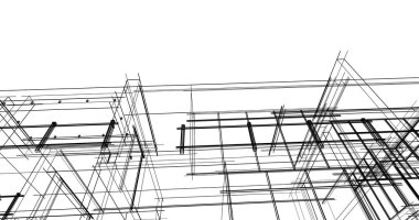 Mimari sanat konseptinde soyut çizgiler, minimum geometrik şekiller. 