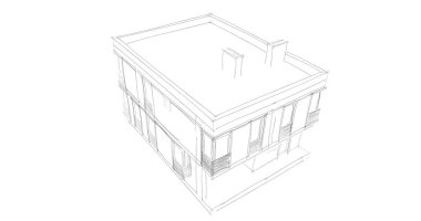 Arkaplanda mimari bina 3d illüstrasyon