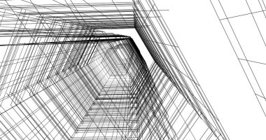 Arkaplanda mimari bina 3d illüstrasyon