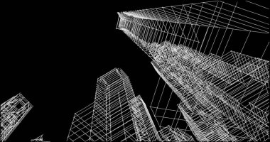 Mimari sanat konseptinde soyut çizgiler, minimum geometrik şekiller. 