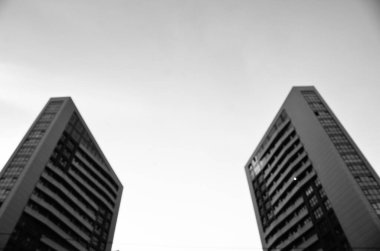 Bulanık şehir. Renkli soyut arkaplan