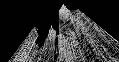 Mimari sanat konseptinde soyut çizgiler, minimum geometrik şekiller. 