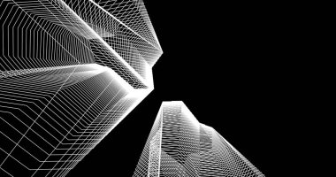 Mimari sanat konseptinde soyut çizgiler, minimum geometrik şekiller. 