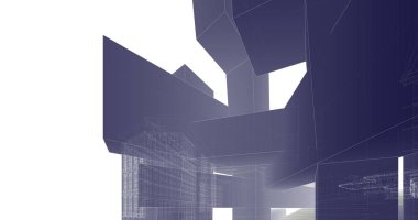 Arkaplanda mimari bina 3d illüstrasyon