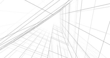 Arkaplanda mimari bina 3d illüstrasyon