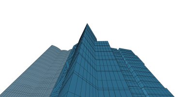 Arkaplanda mimari bina 3d illüstrasyon