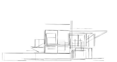 Mimari sanat konseptinde soyut çizgiler, minimum geometrik şekiller. 