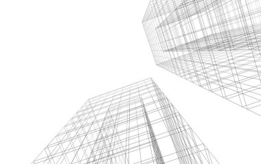 Mimari sanat konseptinde soyut çizgiler, minimum geometrik şekiller. 