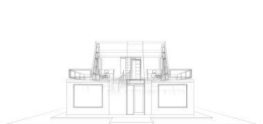 Arkaplanda mimari bina 3d illüstrasyon,