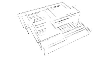 Arkaplanda mimari bina 3d illüstrasyon