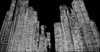 Mimari sanat konseptinde soyut çizgiler, minimum geometrik şekiller. 