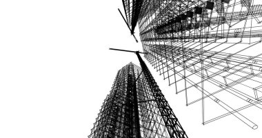 Mimari sanat konseptinde soyut çizgiler, minimum geometrik şekiller. 