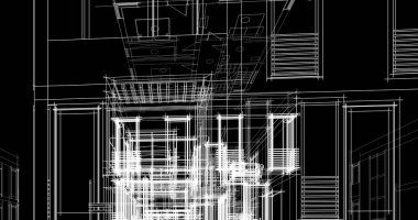 Mimari sanat konseptinde soyut çizgiler, minimum geometrik şekiller. 