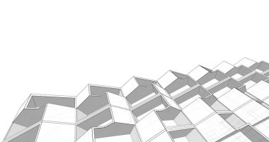 Mimari sanat konseptinde soyut çizgiler, minimum geometrik şekiller. 