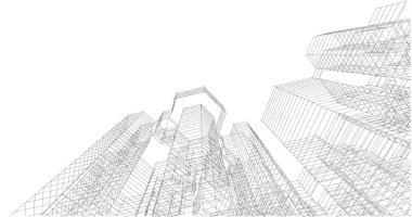 Arkaplanda mimari bina 3d illüstrasyon