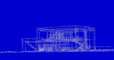 Mimari sanat konseptinde soyut çizgiler, minimum geometrik şekiller. 