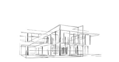 Mimari sanat konseptinde soyut çizgiler, minimum geometrik şekiller. 