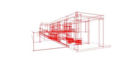 Arkaplanda mimari bina 3d illüstrasyon