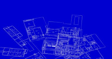 Mimari sanat konseptinde soyut çizgiler, minimum geometrik şekiller. 