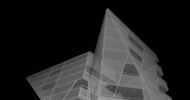 Mimari sanat konseptinde soyut çizgiler, minimum geometrik şekiller. 