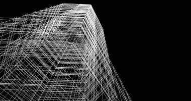 Arkaplanda mimari bina 3d illüstrasyon