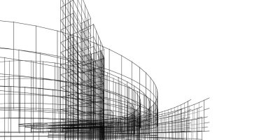 Mimari sanat konseptinde soyut çizgiler, minimum geometrik şekiller. 