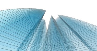 Arkaplanda mimari bina 3d illüstrasyon