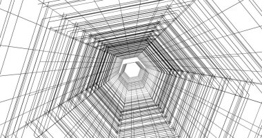 Arkaplanda mimari bina 3d illüstrasyon