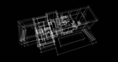 Arkaplanda mimari bina 3d illüstrasyon