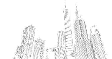 Arkaplanda mimari bina 3d illüstrasyon