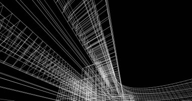 Mimari sanat konseptinde soyut çizgiler, minimum geometrik şekiller. 