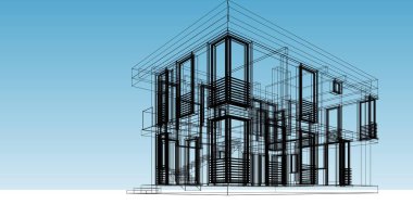 Mimari sanat konseptinde soyut çizgiler, minimum geometrik şekiller. 