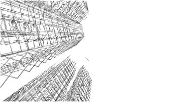 Mimari sanat konseptinde soyut çizgiler, minimum geometrik şekiller. 