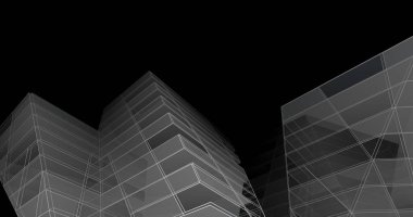 Mimari sanat konseptinde soyut çizgiler, minimum geometrik şekiller. 