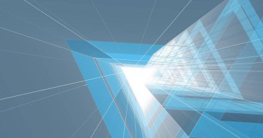 Mimari sanat konseptinde soyut çizgiler, minimum geometrik şekiller. 