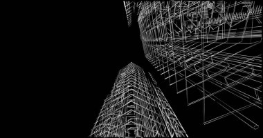 Mimari sanat konseptinde soyut çizgiler, minimum geometrik şekiller. 