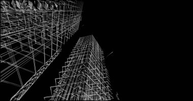 Mimari sanat konseptinde soyut çizgiler, minimum geometrik şekiller. 