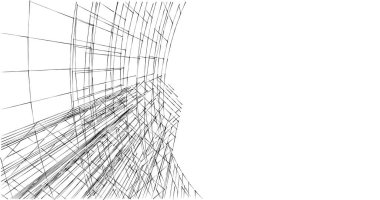 Mimari sanat konseptinde soyut çizgiler, minimum geometrik şekiller. 