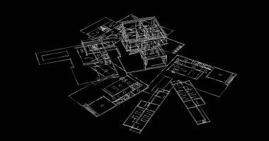 Mimari sanat konseptinde soyut çizgiler, minimum geometrik şekiller. 