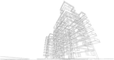 Mimari sanat konseptinde soyut çizgiler, minimum geometrik şekiller. 