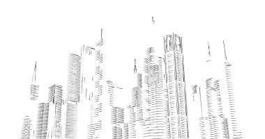 Arkaplanda mimari bina 3d illüstrasyon